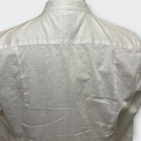 EXPRESS Essential White Cotton Pintuck Shirt M | Cottage Academia Boho Romantic - Picture 7 of 10